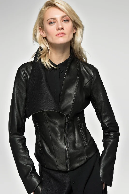 Alba - Black Leather Jacket Women's Nike jackets