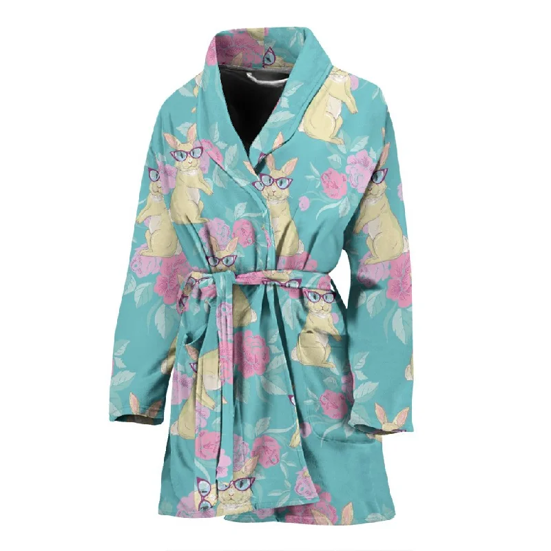 Bunny Rabbit Print Pattern Pattern Print Women Long Robe