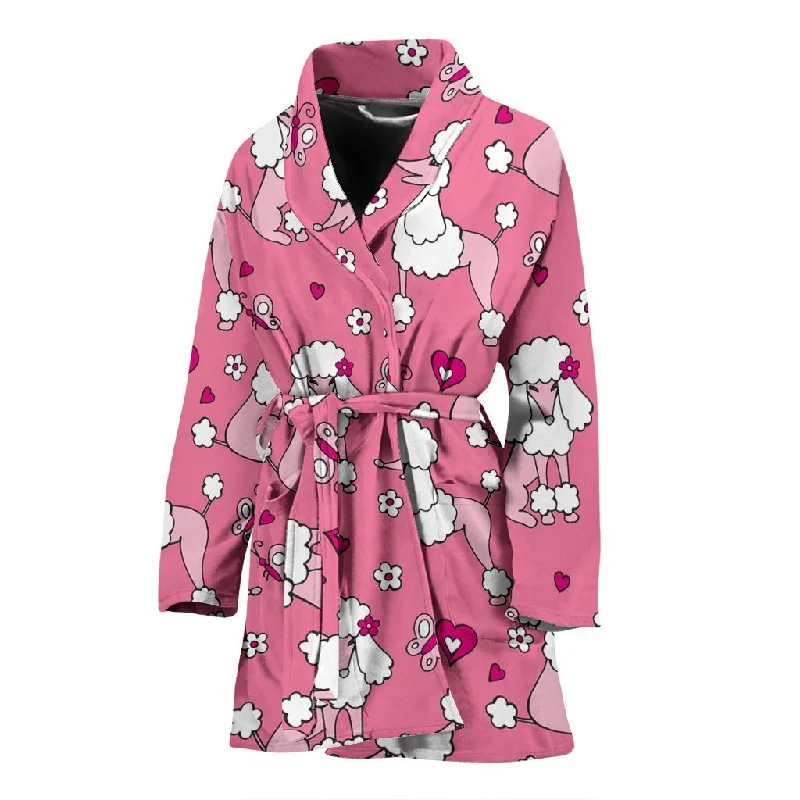 Dog Poodle Pattern Print Women Long Robe