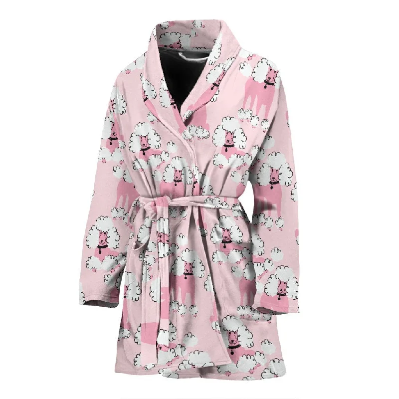 Dog Poodle Print Pattern Print Women Long Robe