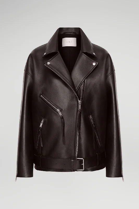 Gisele - Brown Bitter Leather Jacket Women's wedding guest jackets