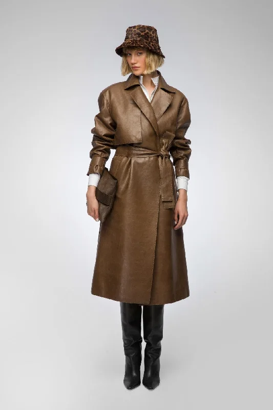 Isabelle - Tobacco Leather Coat Women's business casual jackets