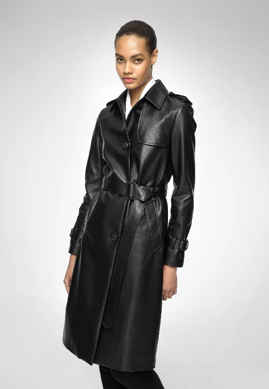 Madyson - Black Leather Coat Women's Gucci jackets