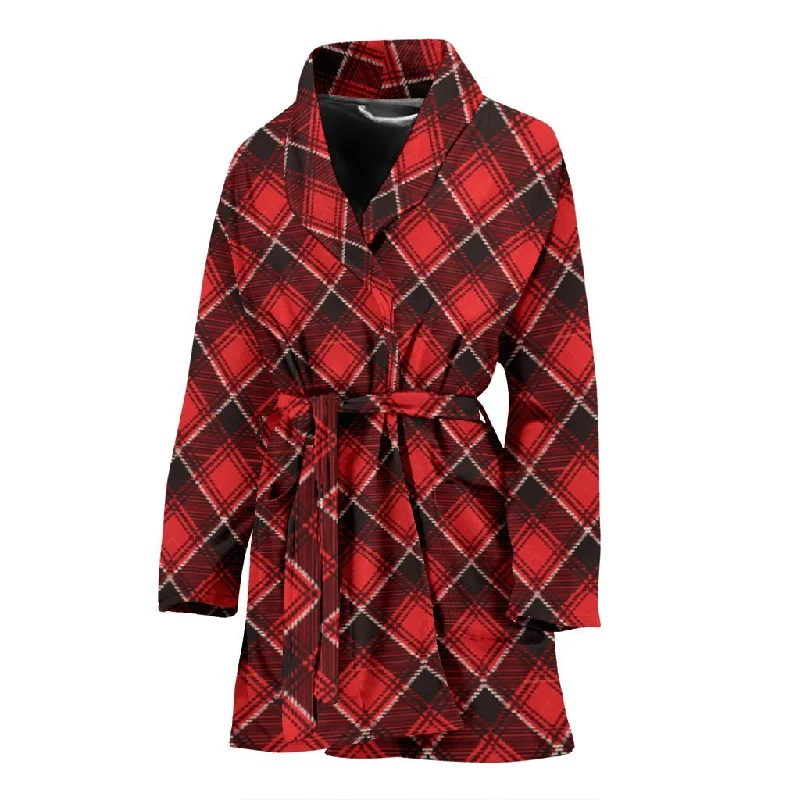 Scottish Royal Stewart Tartan Red Plaid Women Long Robe