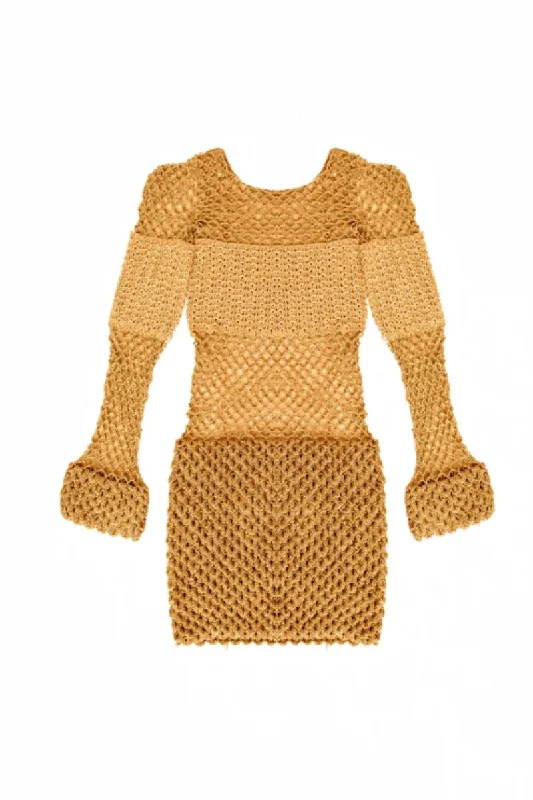 ESCAMAS GOLD CROCHET MINI DRESS