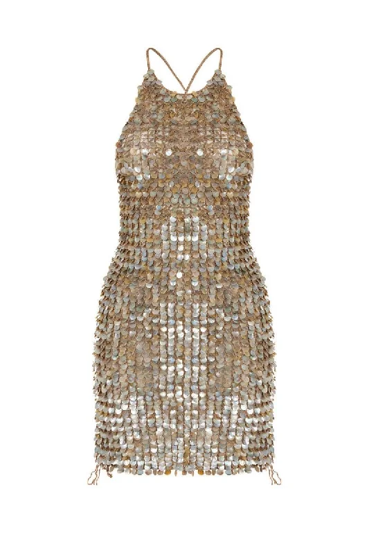 HAND-CROCHET MOTHER OF PEARL ICONIC MINI DRESS