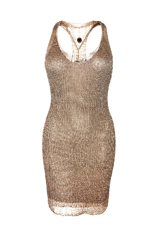 ROSE GOLD CHAIN RACERBACK MINI DRESS WITH SLIP