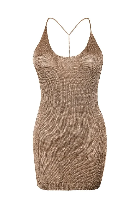 ROSE GOLD SPARKLY KNIT MINI DRESS