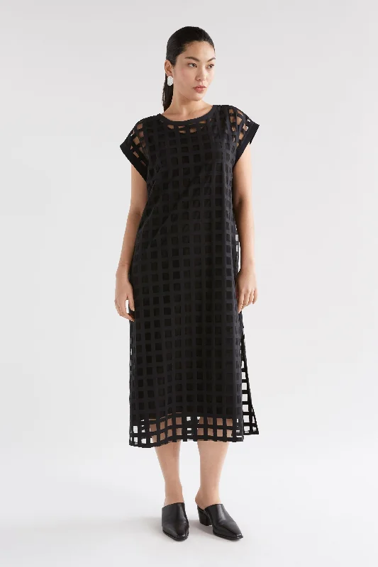 Grid Burnout Midi Dress