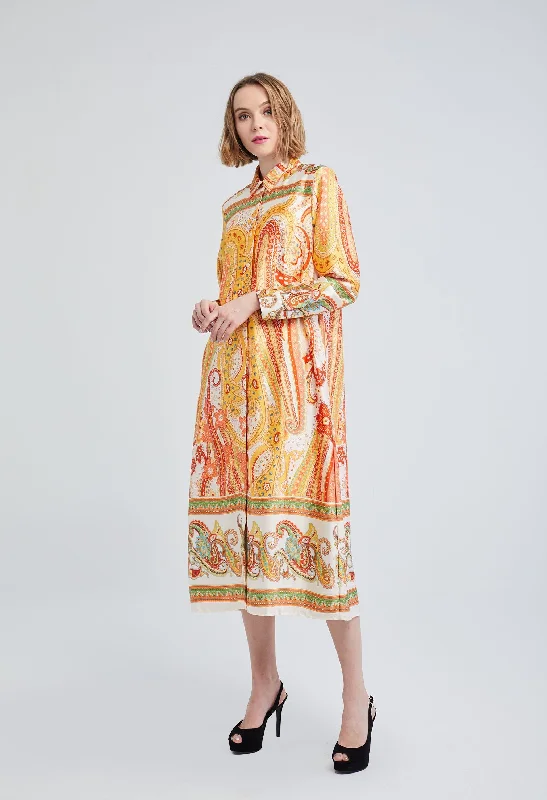 Satin Paisley Patterened Dress