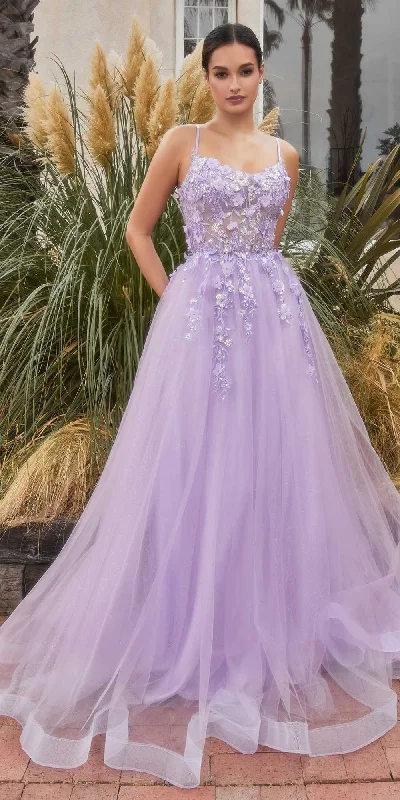 Andrea & Leo A1142 Floor Length Floral Applique A-Line Tulle Gown