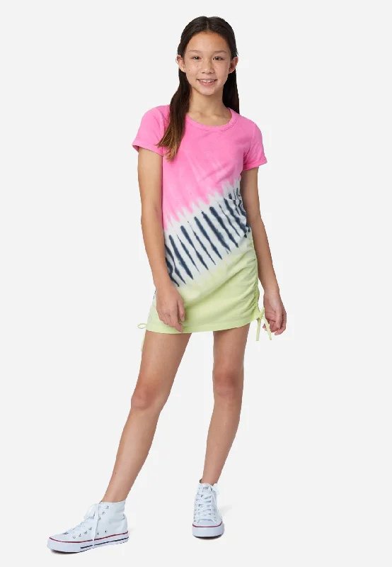 Tie-Dye Ruched T-Shirt Dress