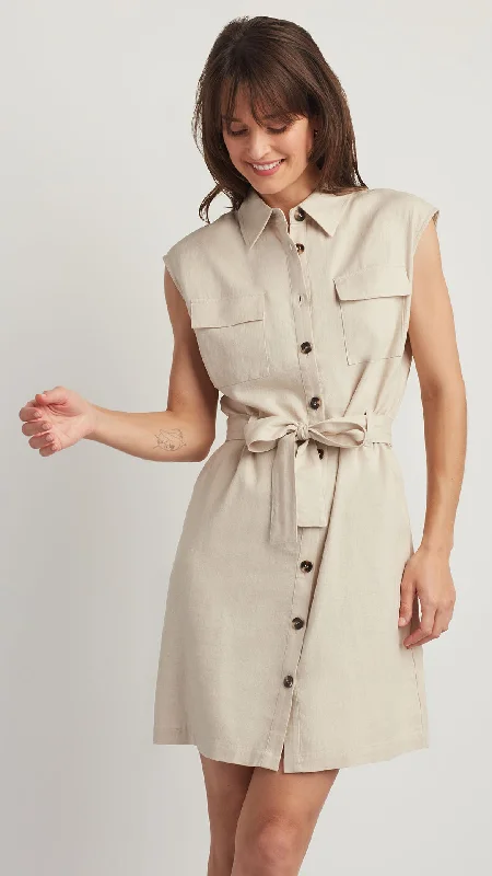 LINEN BLEND SHIRT DRESS